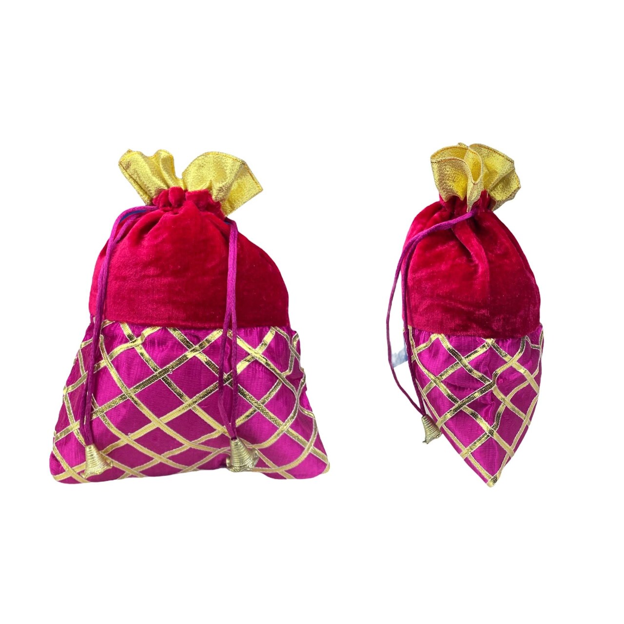 5 Potli Bags, Gifting Bags, Women Velvet Hand Bags, Wedding Return Gifts for Pooja Housewarming Favor